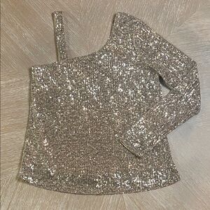 Cable & Gauge Silver Sequin One-Shoulder Top NWT